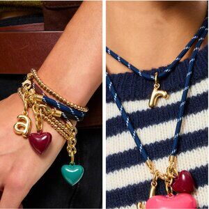 *Set* Roxanne Assoulin The Happy Cord Charm Necklace & Bracelet Navy/Burgundy